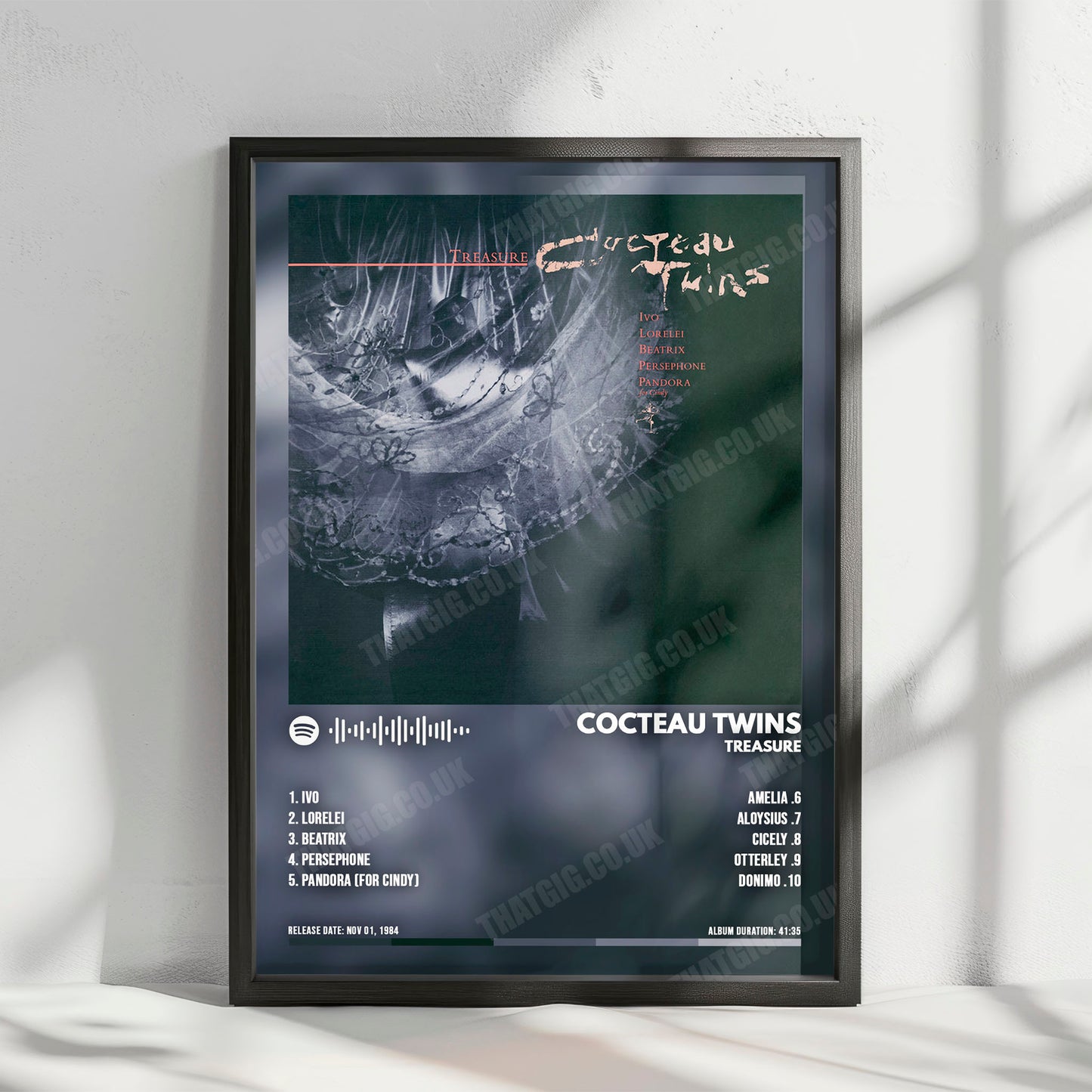 Cocteau Twins "Treasure" Album Cover Poster - with Complete Tracklist