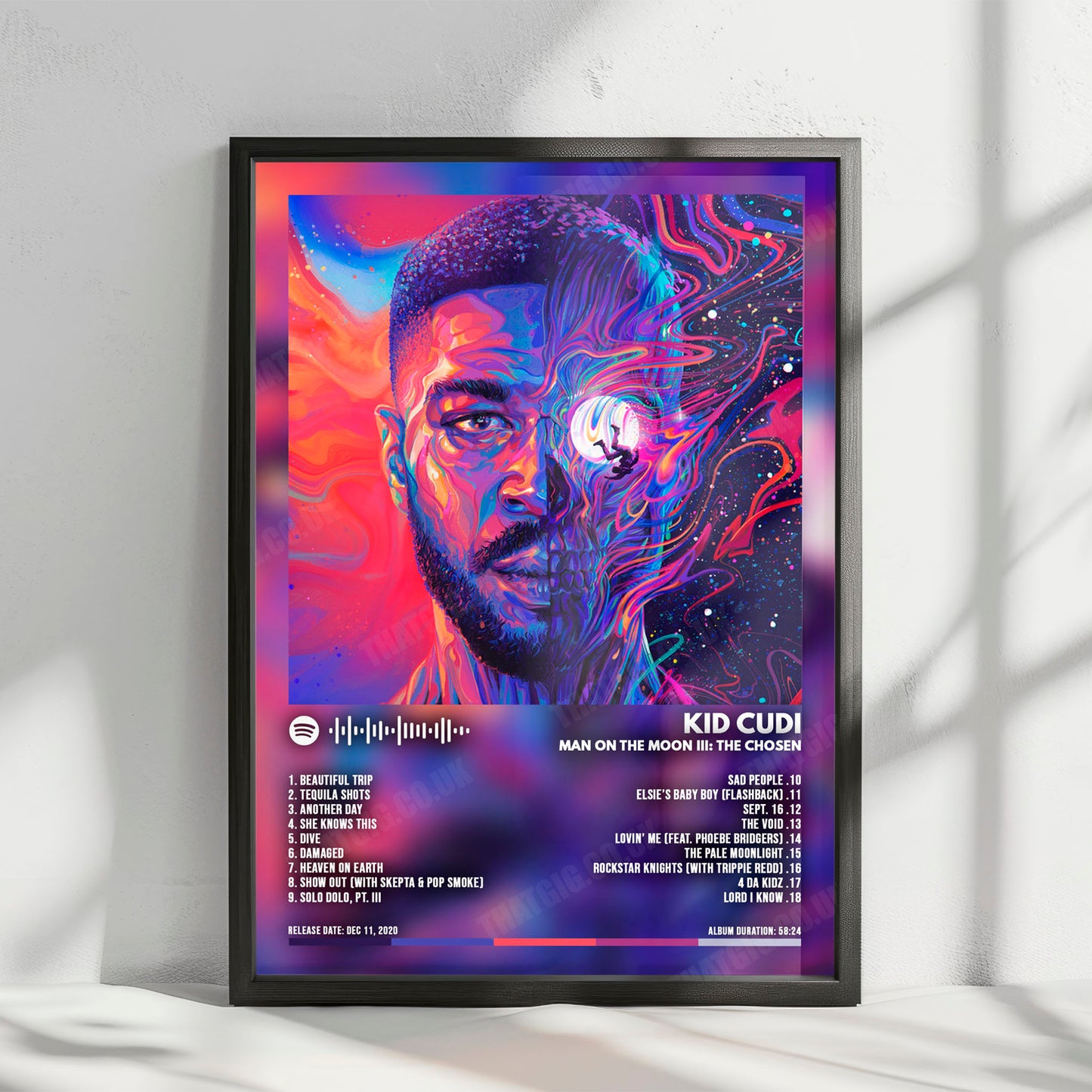 Kid Cudi "Man On The Moon III" Album Cover Poster - with Complete Tracklist