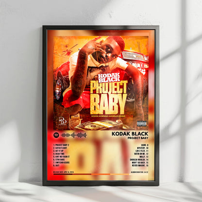 Kodak Black "Project Baby" Album Cover Poster - with Complete Tracklist
