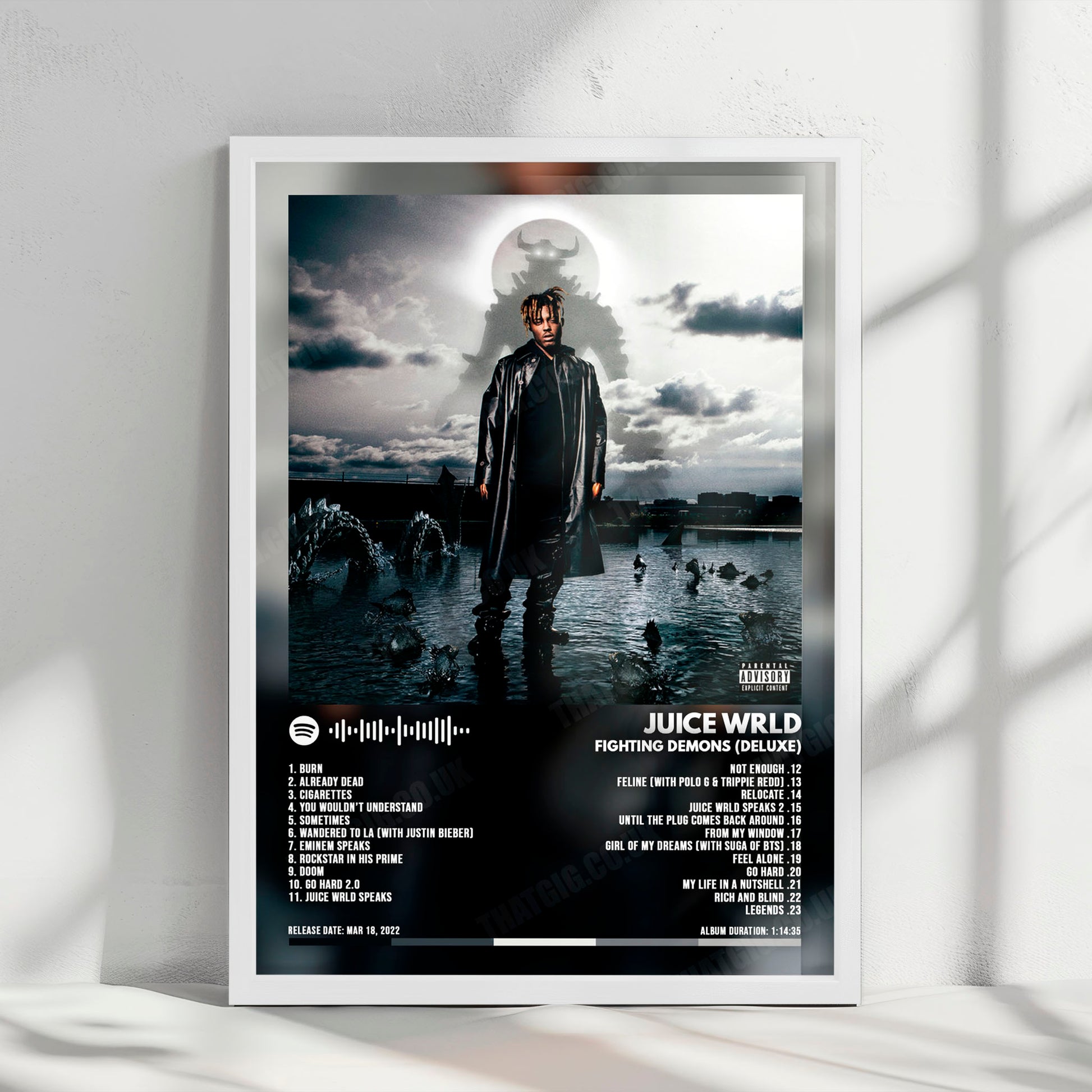 Juice WRLD "Fighting Demons (Deluxe)" Album Cover Poster - with Complete Tracklist