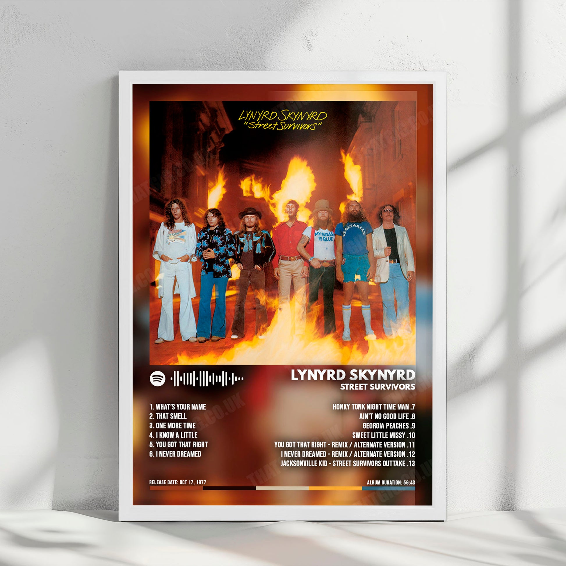 Lynyrd Skynyrd "Street Survivors" Album Cover Poster - with Complete Tracklist