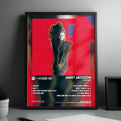 Janet Jackson "Control " Album Cover Poster - with Complete Tracklist
