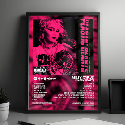 Miley Cyrus "Plastic Hearts" Album Cover Poster - with Complete Tracklist