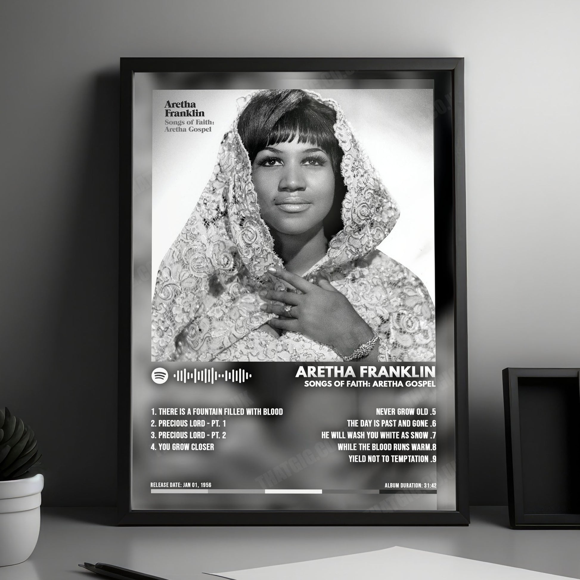 Aretha Franklin "Songs Of Faith Aretha Gospel" Album Cover Poster - with Complete Tracklist