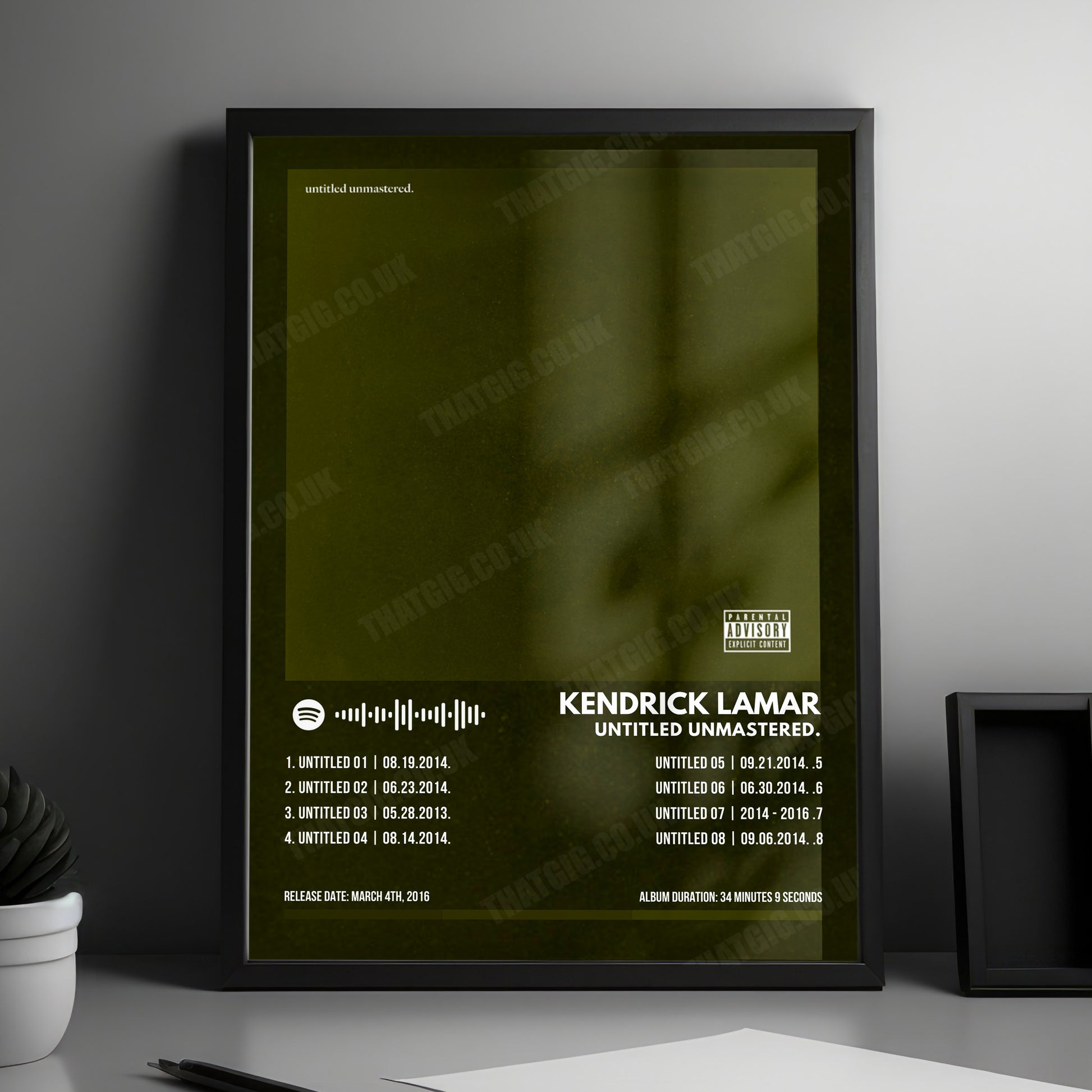 Kendrick Lamar "Untitled Unmastered" Album Cover Poster - with Complete Tracklist