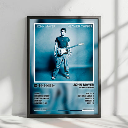 John Mayer "Heavier Things" Album Cover Poster - with Complete Tracklist