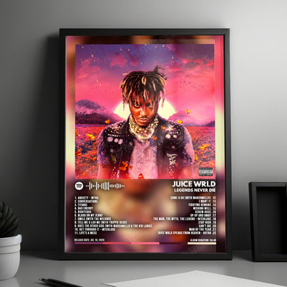 Juice WRLD "Legends Never Die" Album Cover Poster - with Complete Tracklist