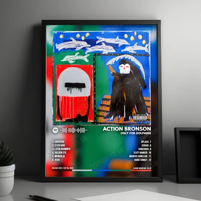 Action Bronson "Only For Dolphins" Album Cover Poster - with Complete Tracklist