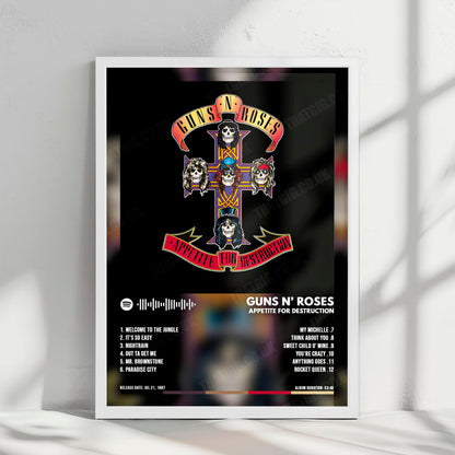 Guns N' Roses "Appetite for Destruction" Album Cover Poster - with Complete Tracklist