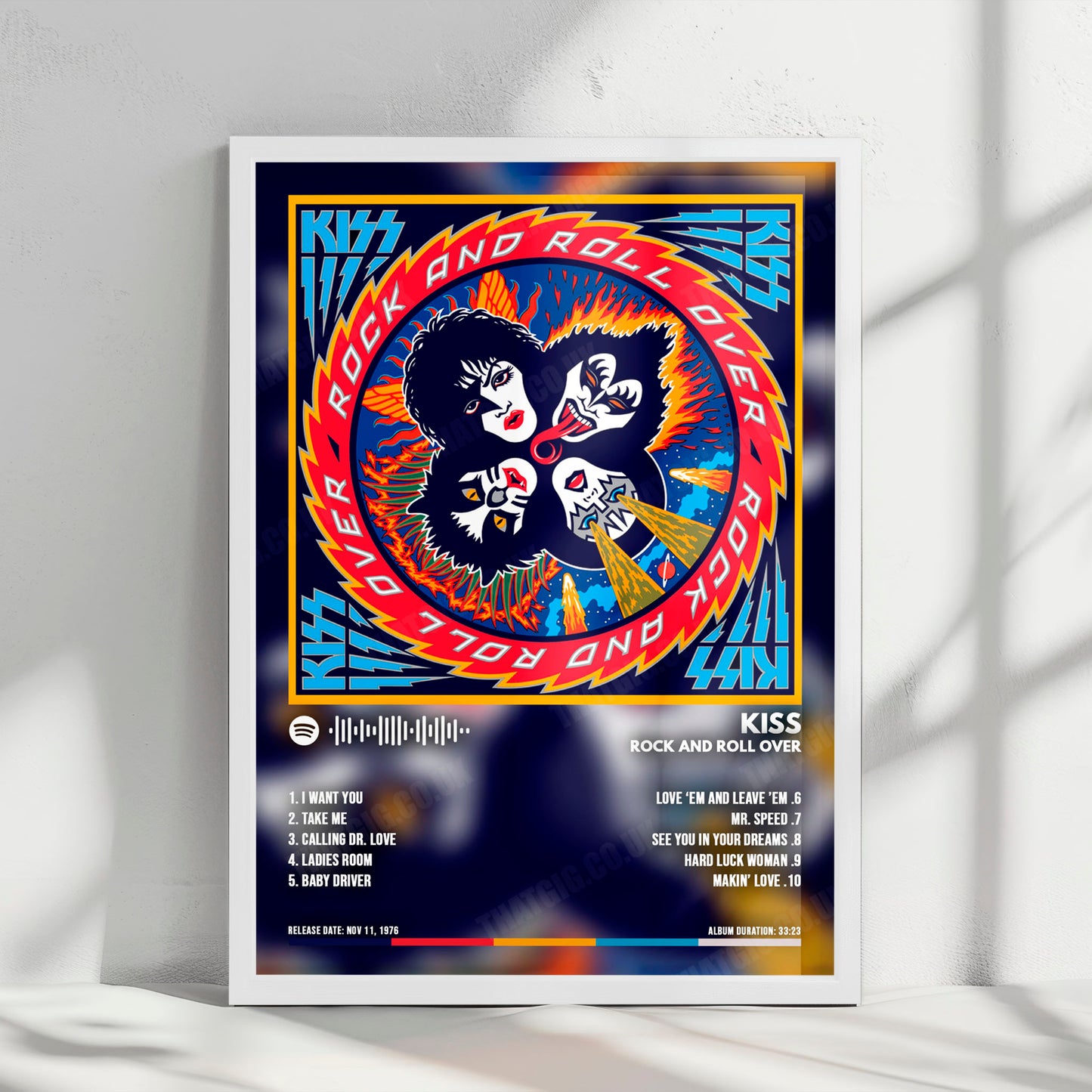 KISS "Rock And Roll Over" Album Cover Poster - with Complete Tracklist