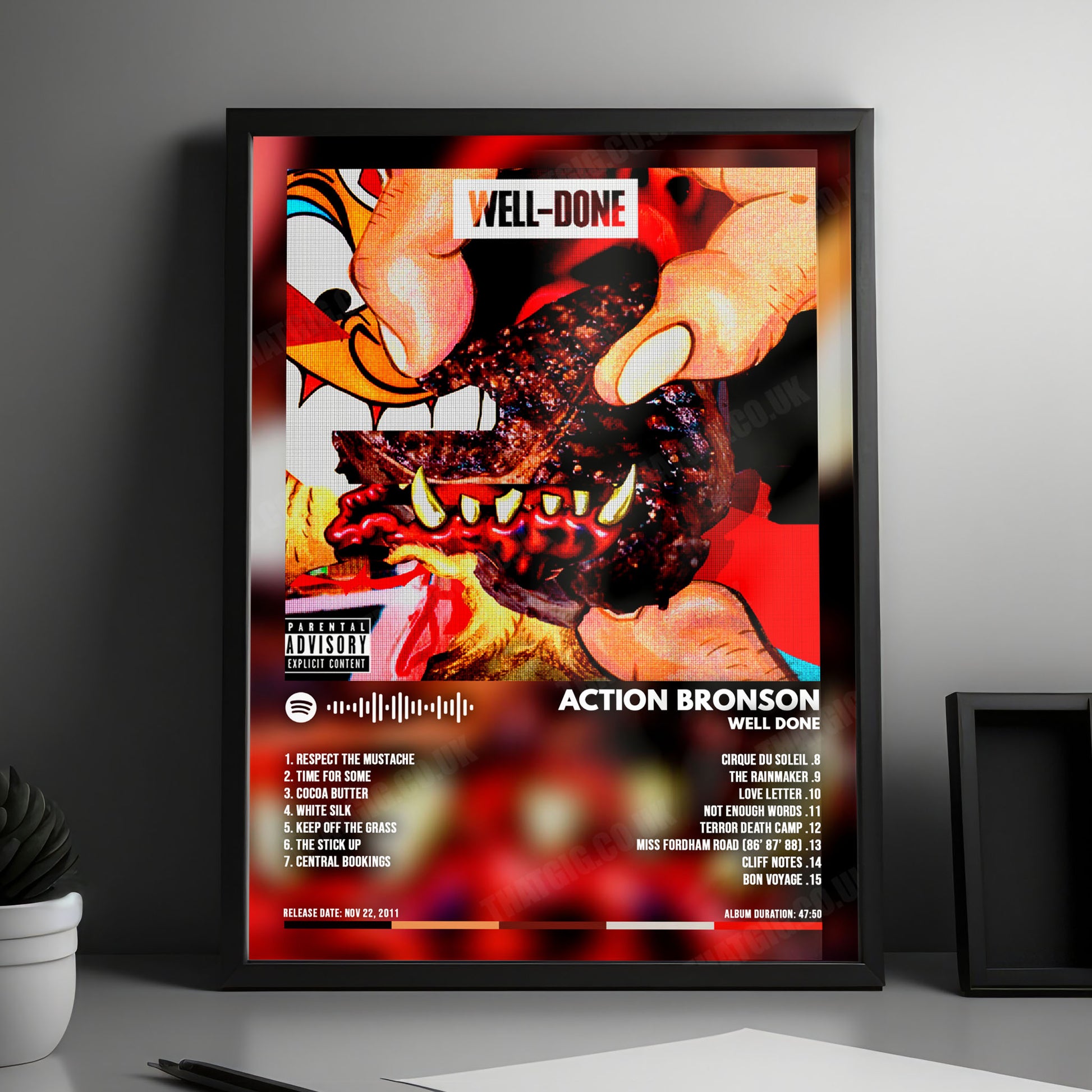Action Bronson "Well Done" Album Cover Poster - with Complete Tracklist