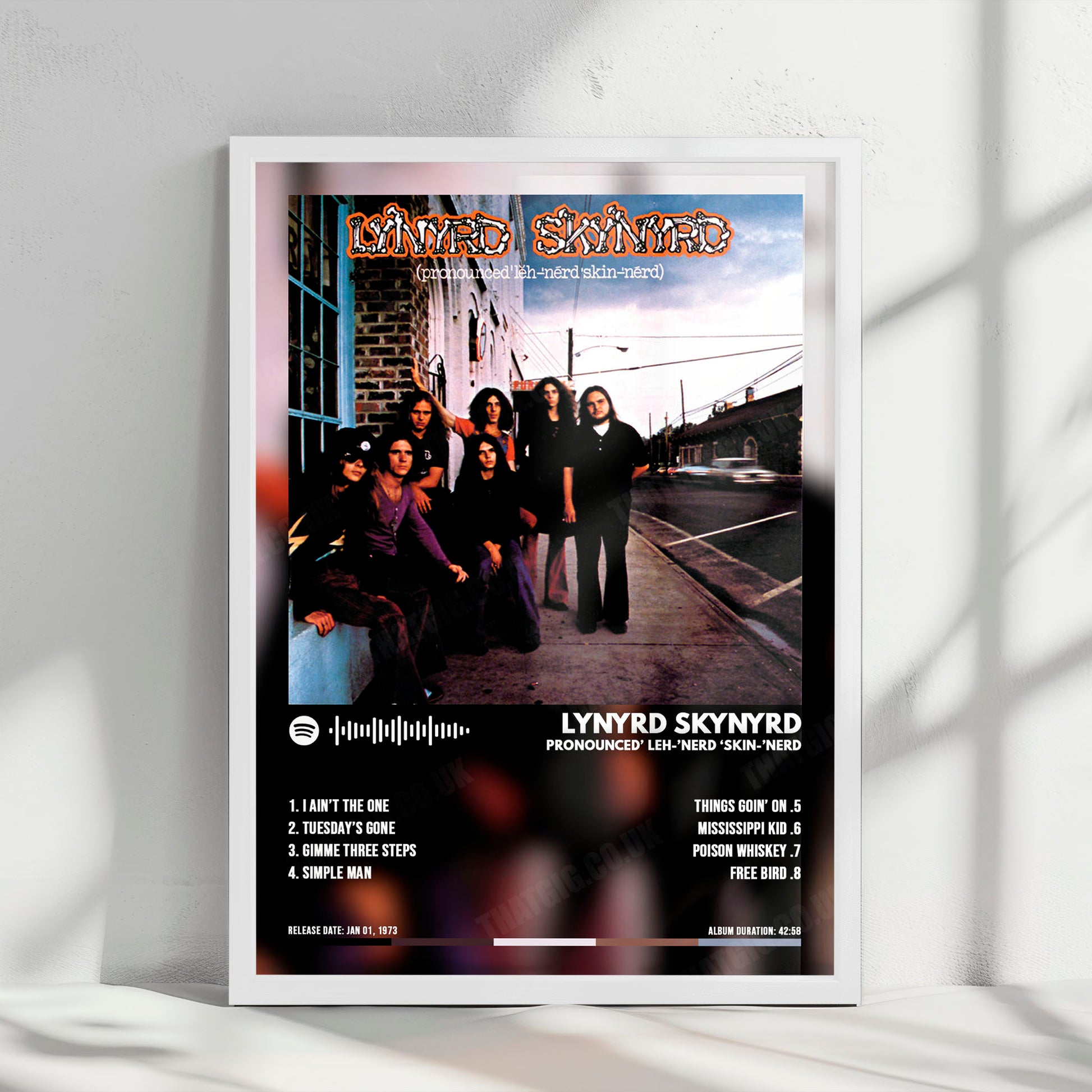 Lynyrd Skynyrd "Pronounced 'Leh-'nérd 'Skin-'nérd " Album Cover Poster - with Complete Tracklist