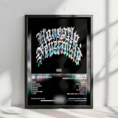 Drake "Honestly, Nevermind" Album Cover Poster - with Complete Tracklist