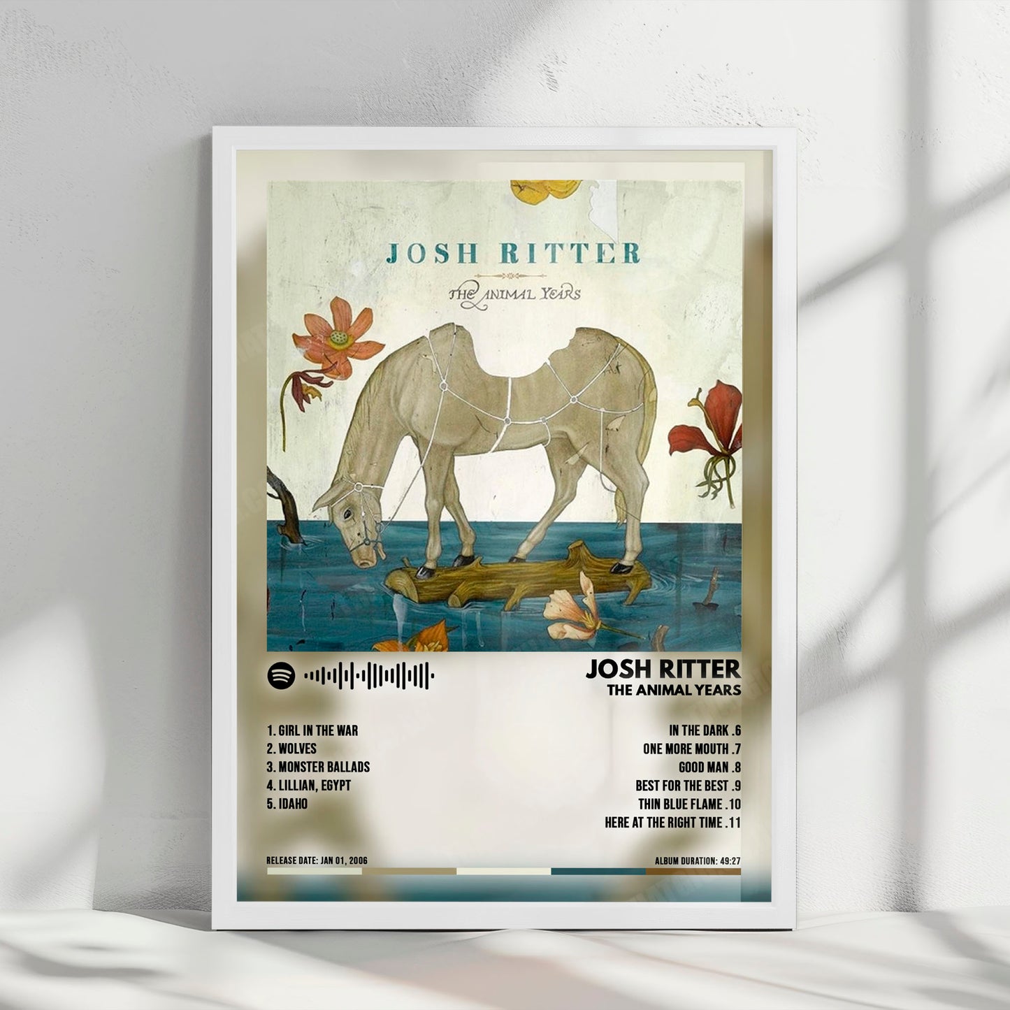 Josh Ritter "The Animal Years" Album Cover Poster - with Complete Tracklist