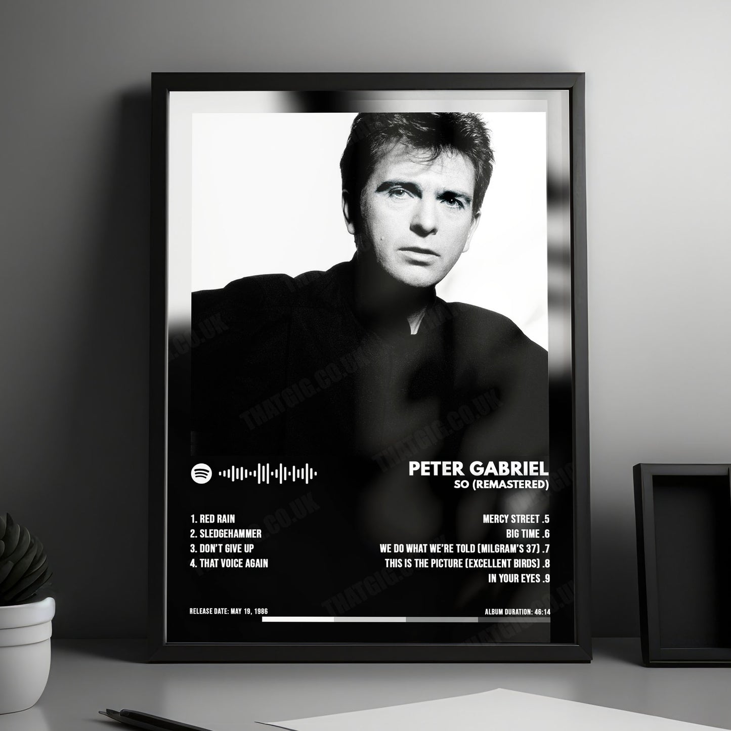 Peter Gabriel "So " Album Cover Poster - with Complete Tracklist