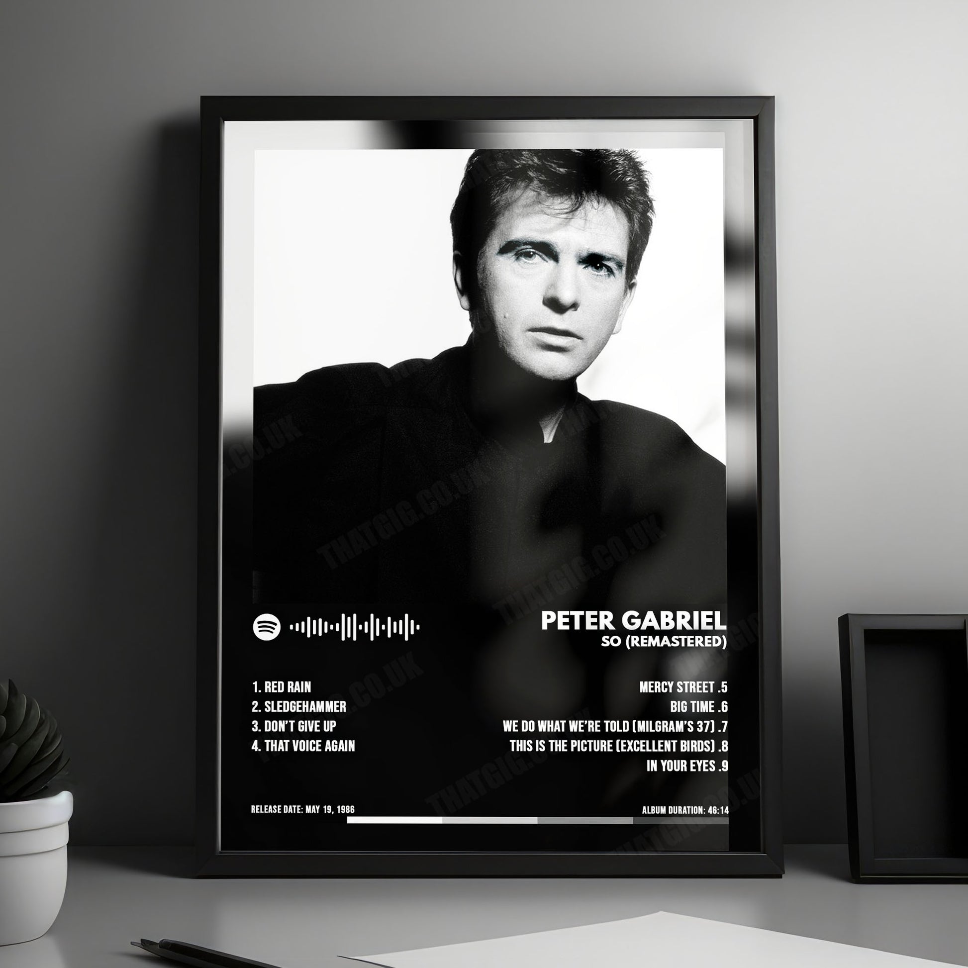 Peter Gabriel "So " Album Cover Poster - with Complete Tracklist