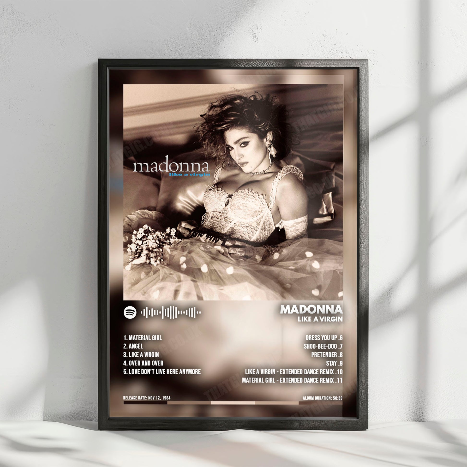 Madonna "Like a Virgin" Album Cover Poster - with Complete Tracklist