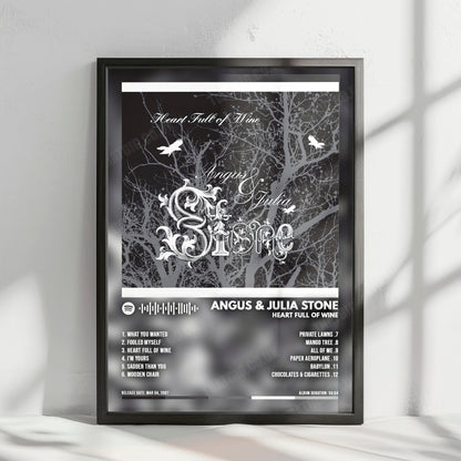 Angus & Julia Stone "Heart Full of Wine" Album Cover Poster - with Complete Tracklist