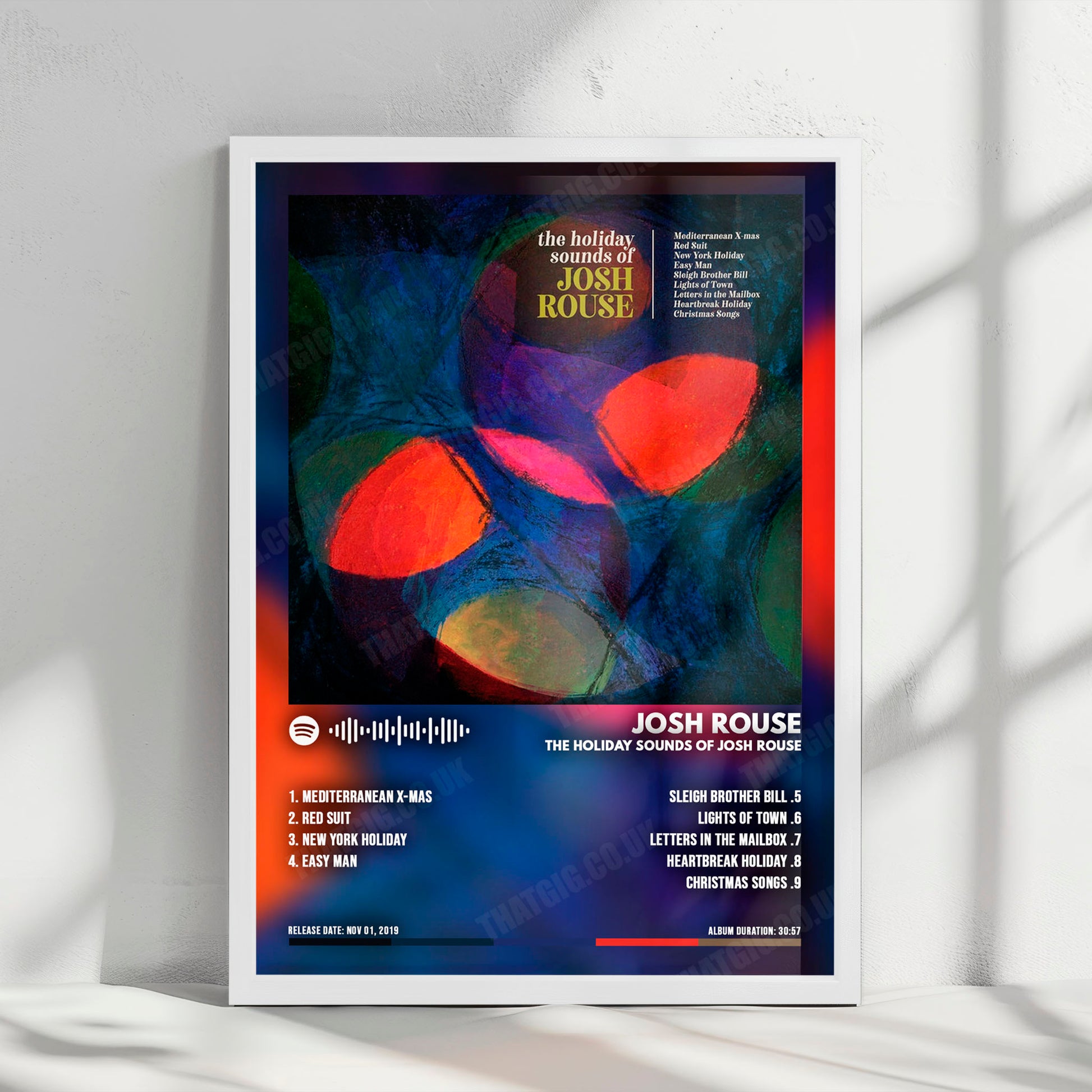 Josh Rouse "The Holiday Sounds of Josh Rouse" Album Cover Poster - with Complete Tracklist