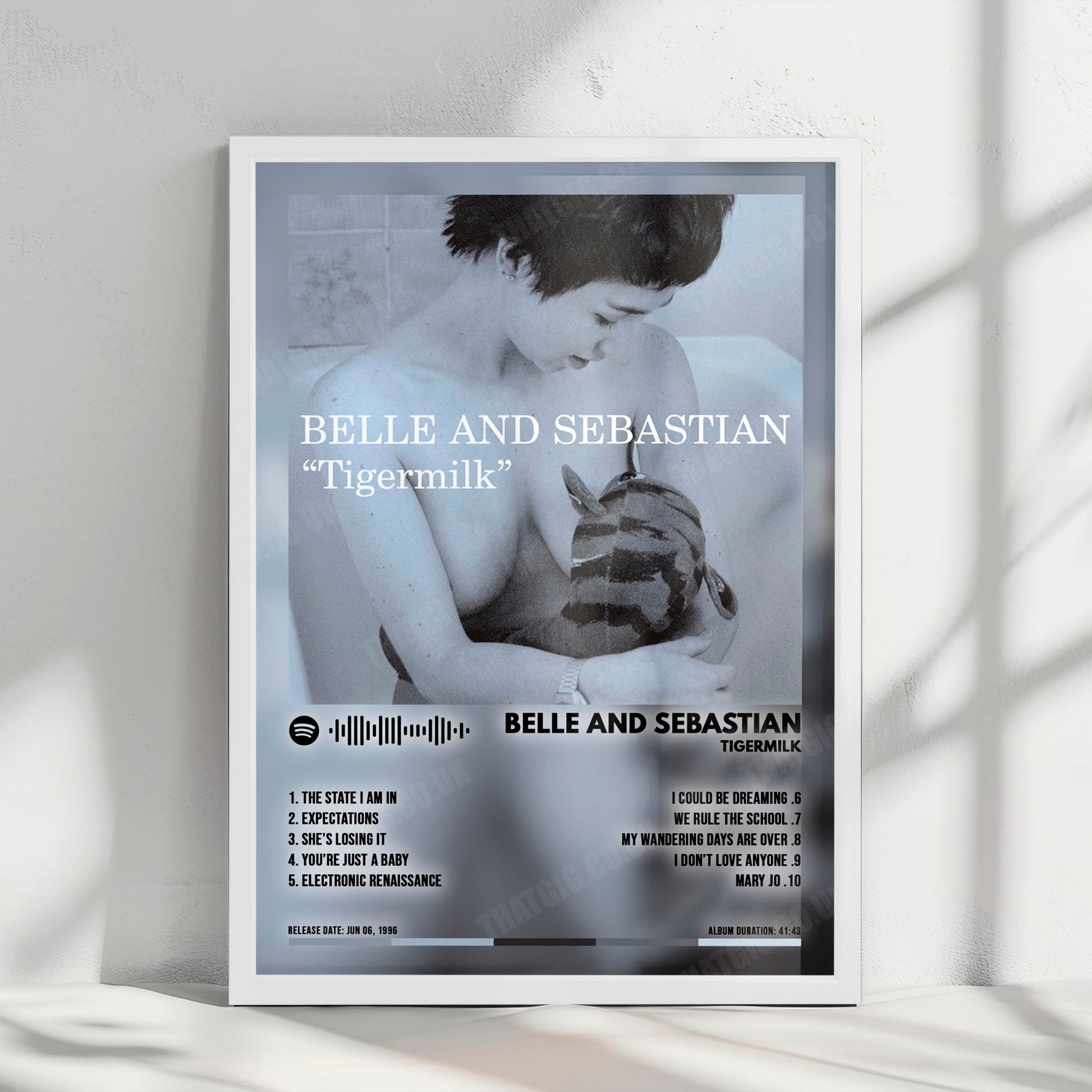 Belle and Sebastian "Tigermilk" Album Cover Poster - with Complete Tracklist