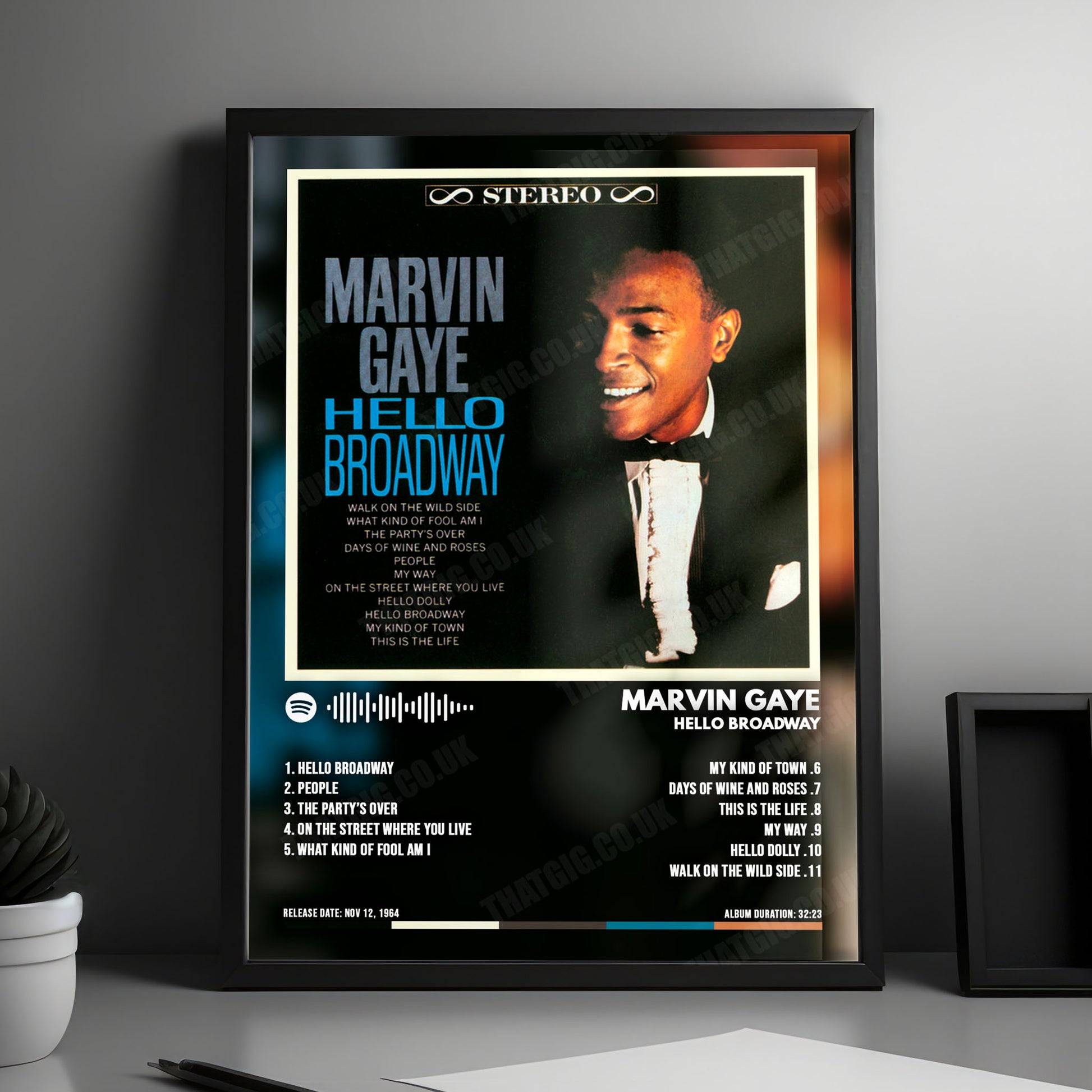 Marvin Gaye "Hello Broadway" Album Cover Poster - with Complete Tracklist