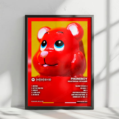 Phoneboy "Heartbreak Designer " Album Cover Poster - with Complete Tracklist