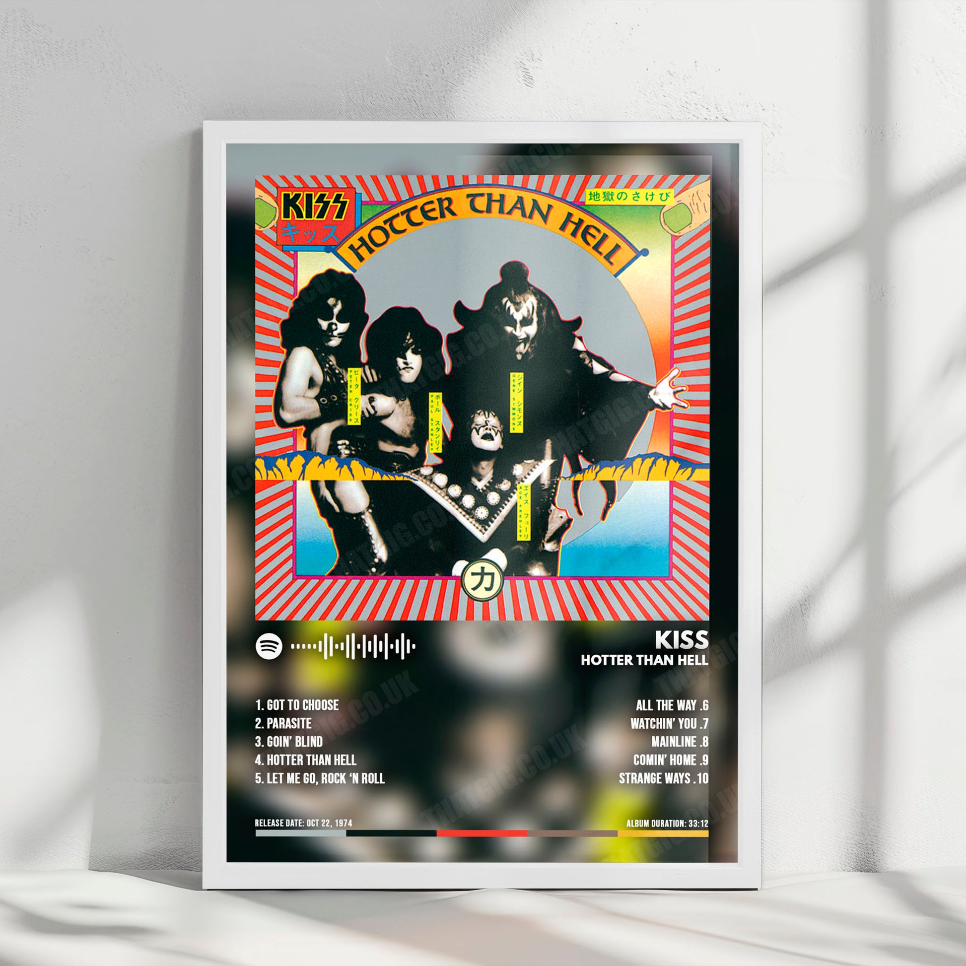 KISS "Hotter Than Hell" Album Cover Poster - with Complete Tracklist