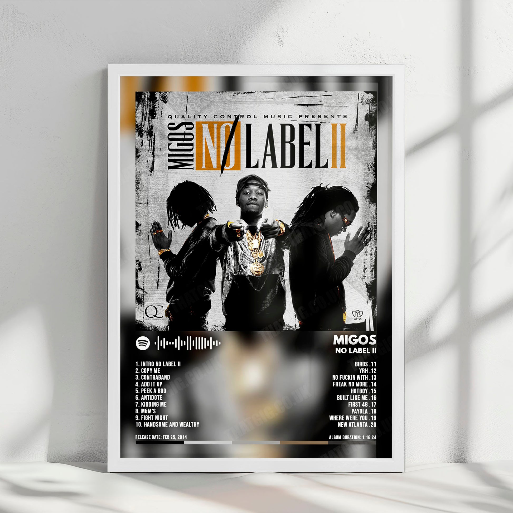 Migos "No Label II" Album Cover Poster - with Complete Tracklist