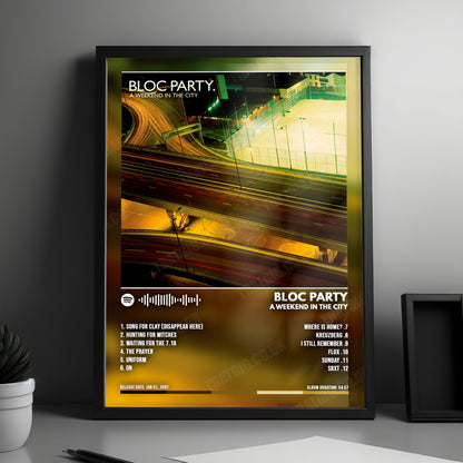 Bloc Party "A Weekend In the City" Album Cover Poster - with Complete Tracklist