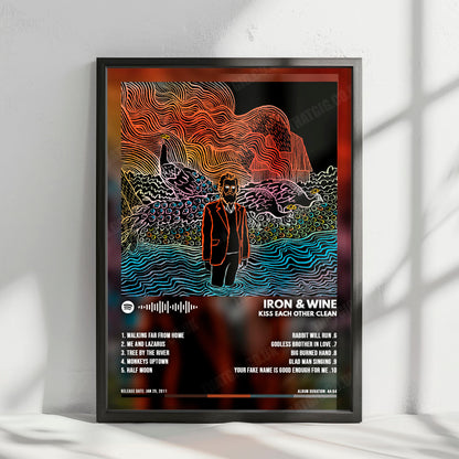 Iron & Wine "Kiss Each Other Clean" Album Cover Poster - with Complete Tracklist