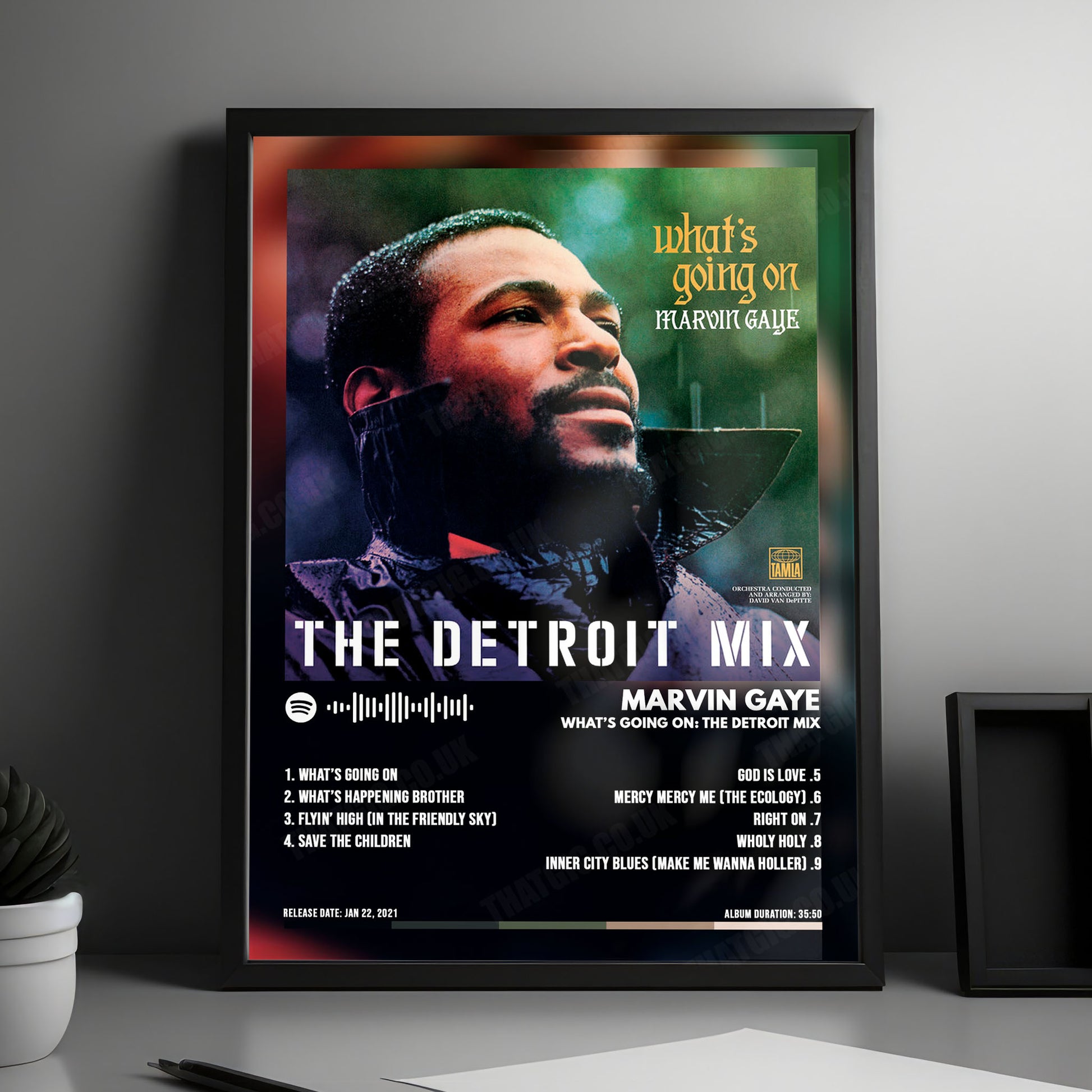 Marvin Gaye "What's Going On " Album Cover Poster - with Complete Tracklist
