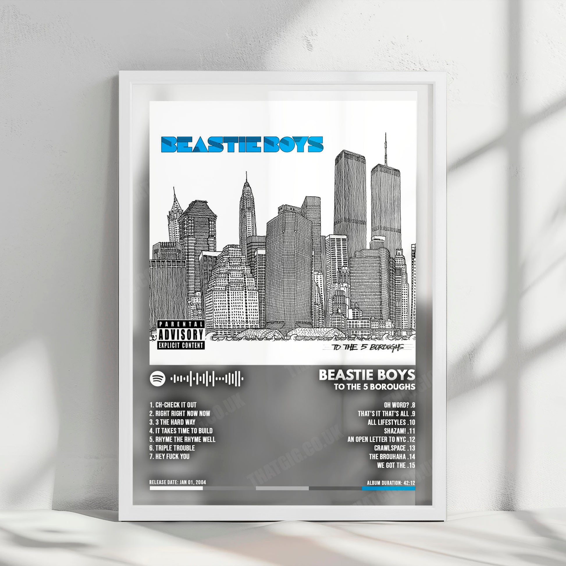 Beastie Boys "To The 5 Boroughs" Album Cover Poster - with Complete Tracklist