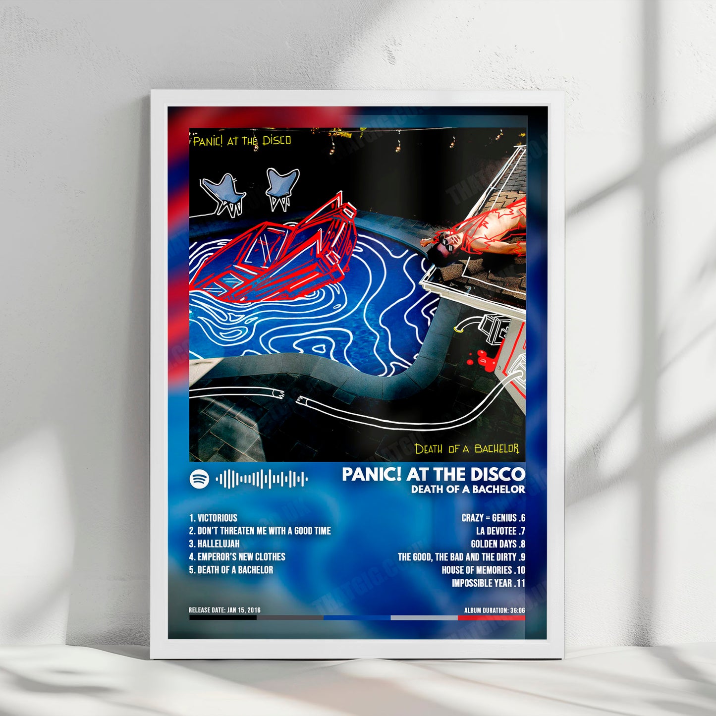 Panic! At The Disco "Death of a Bachelor " Album Cover Poster - with Complete Tracklist