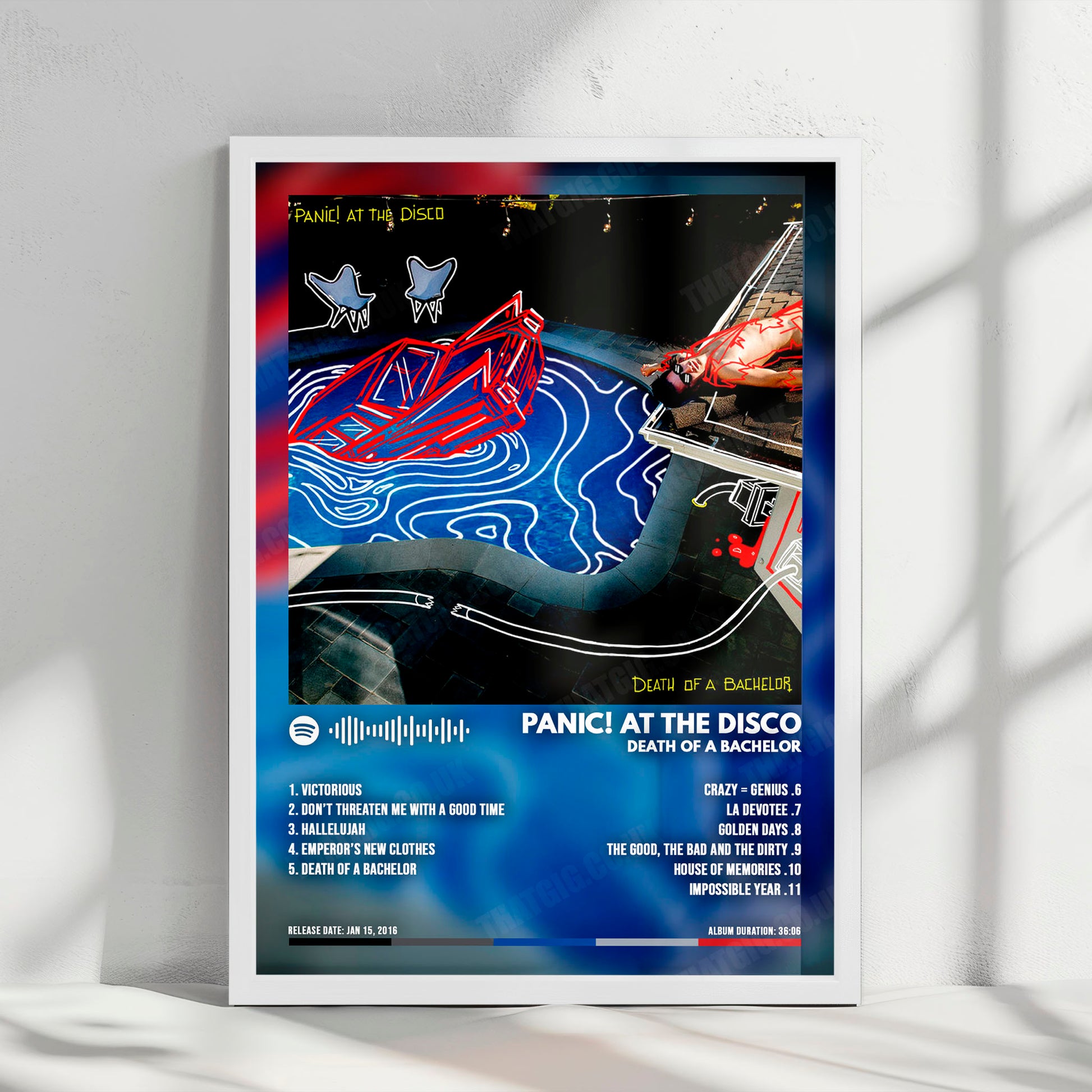 Panic! At The Disco "Death of a Bachelor " Album Cover Poster - with Complete Tracklist