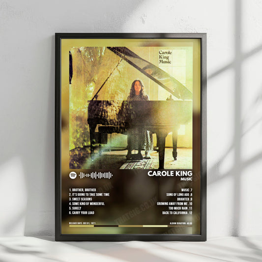 Carole King "Music" Album Cover Poster - with Complete Tracklist