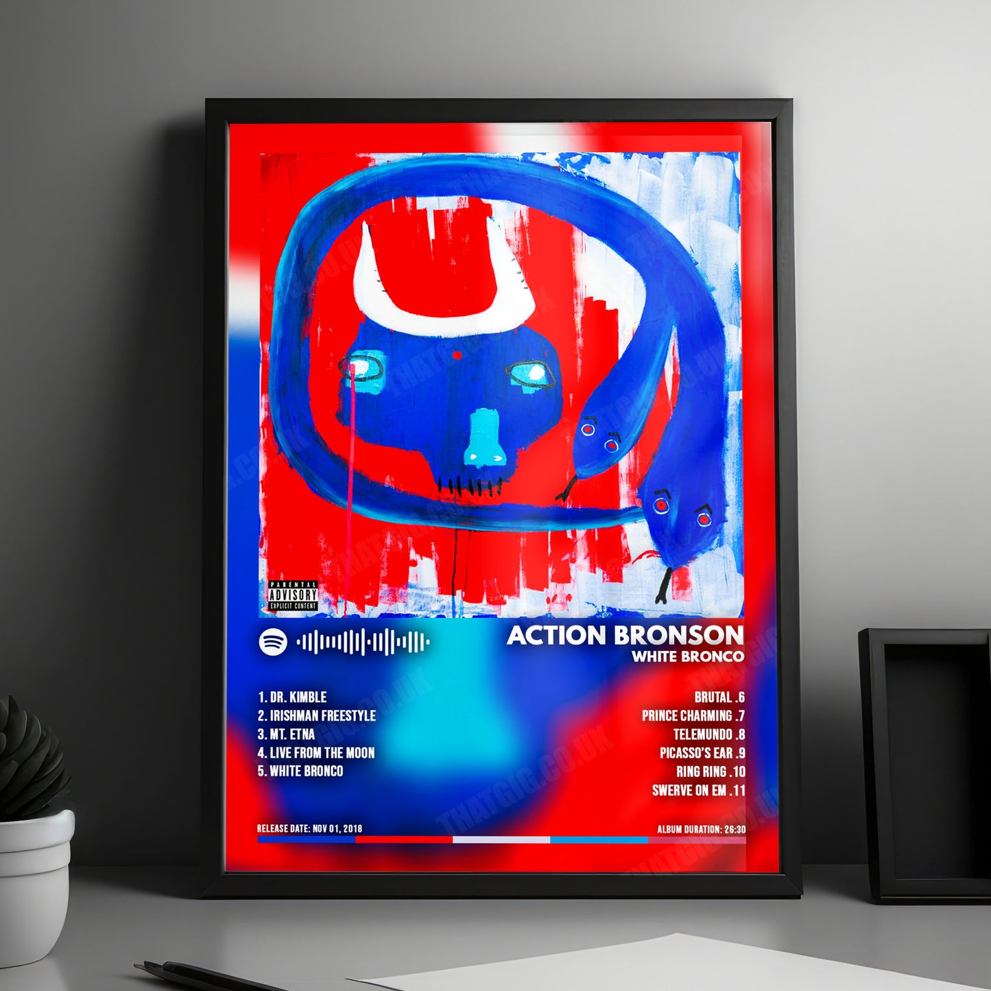 Action Bronson "White Bronco" Album Cover Poster - with Complete Tracklist