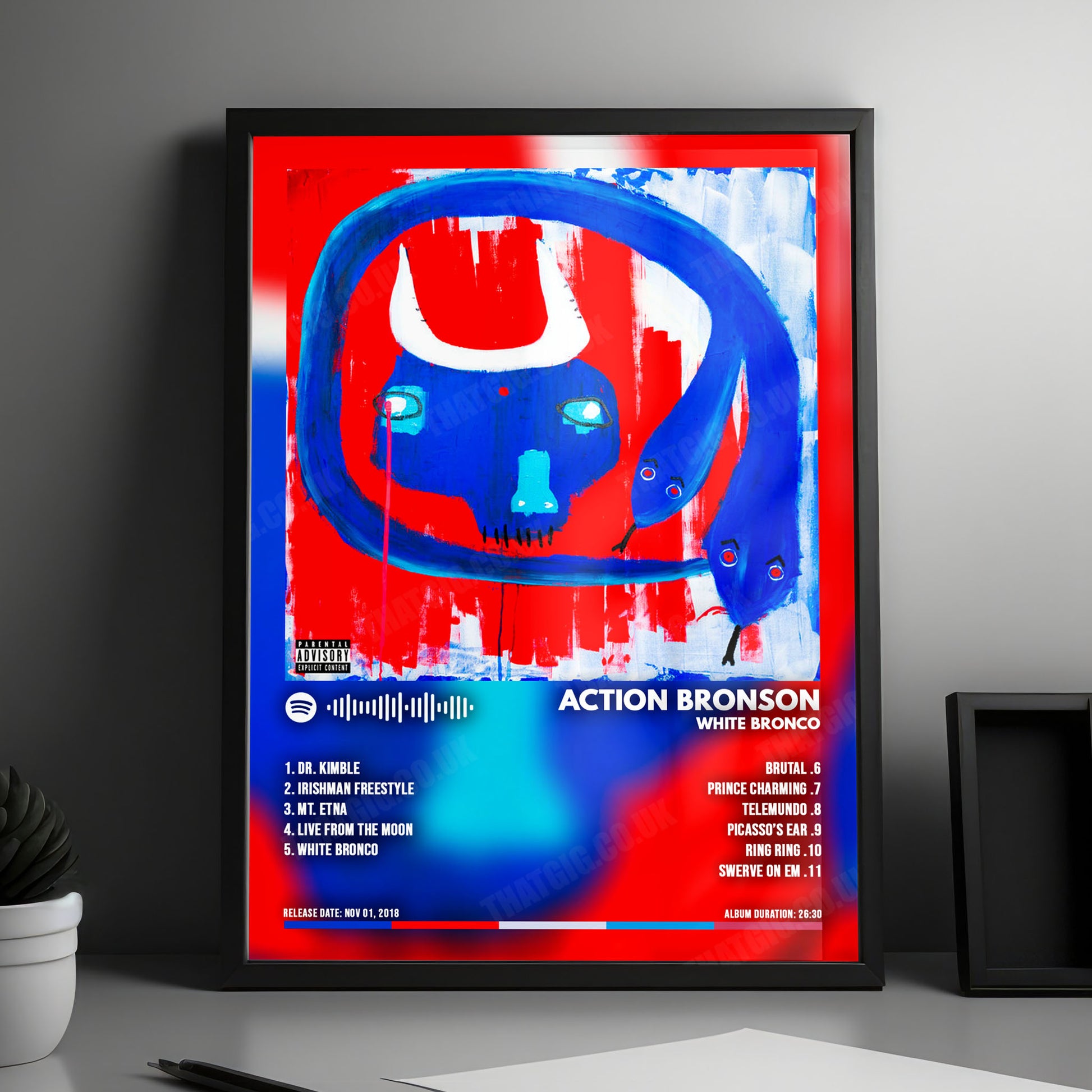 Action Bronson "White Bronco" Album Cover Poster - with Complete Tracklist