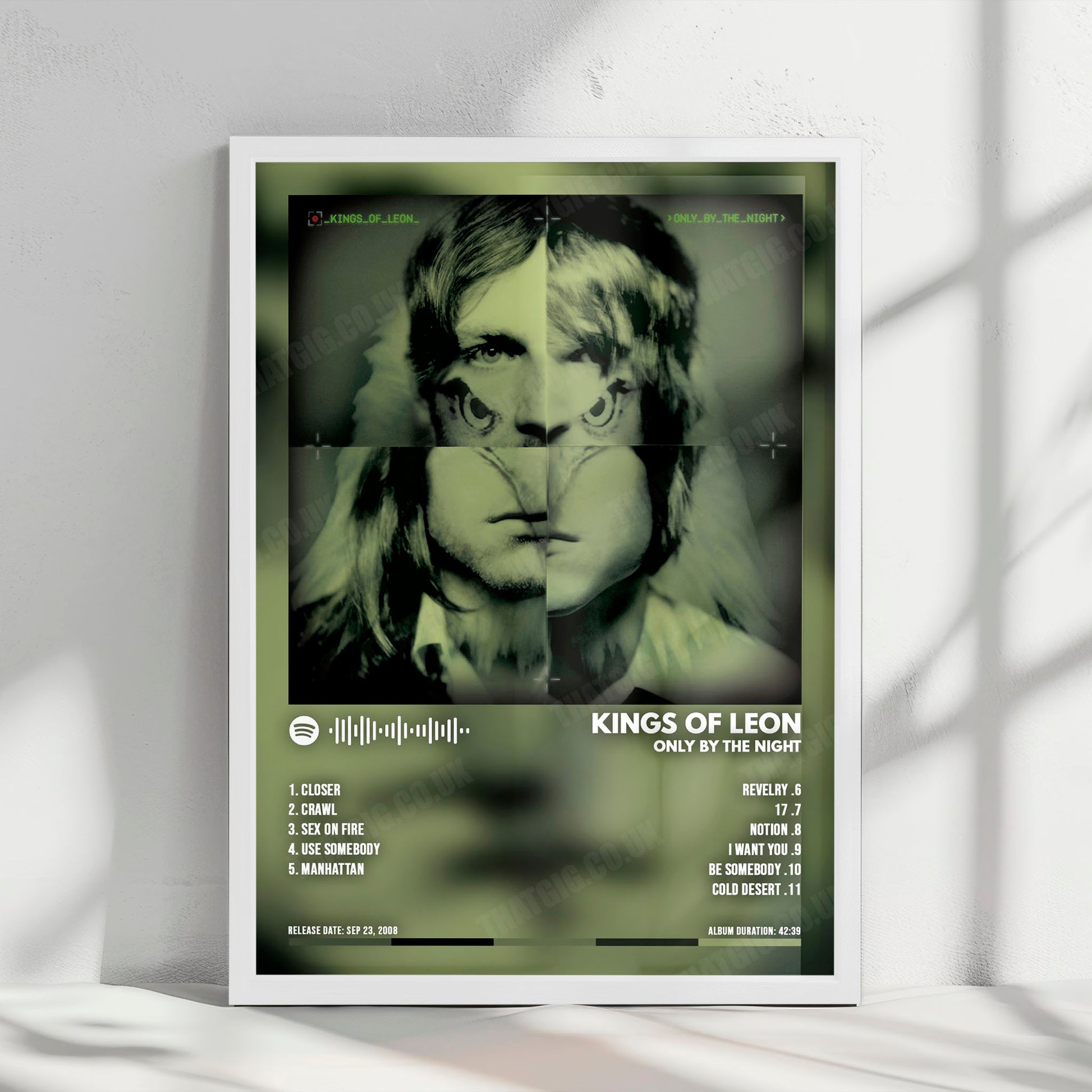 Kings of Leon "Only by the Night" Album Cover Poster - with Complete Tracklist