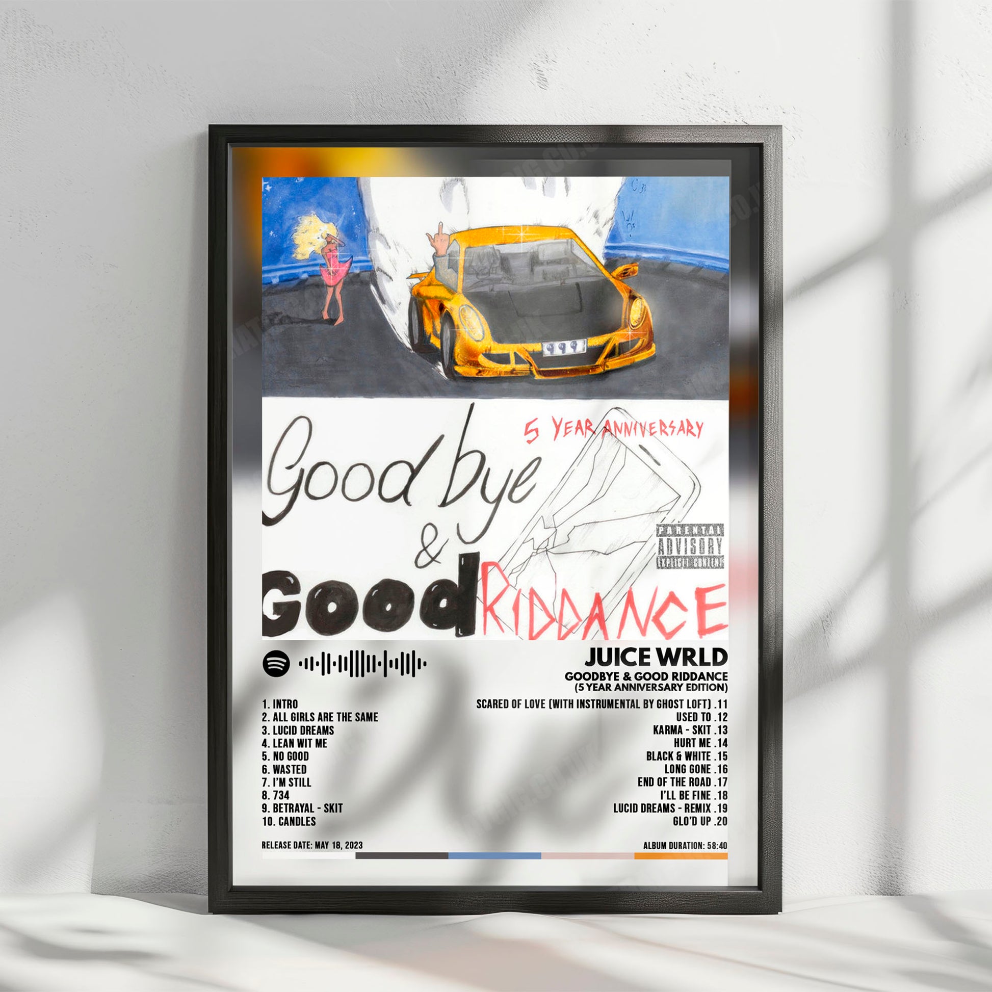 Juice WRLD "Goodbye & Good Riddance (5 Year Anniversary Edition)" Album Cover Poster - with Complete Tracklist