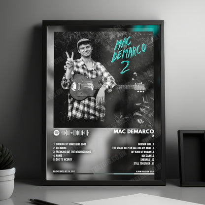 Mac DeMarco "2" Album Cover Poster - with Complete Tracklist