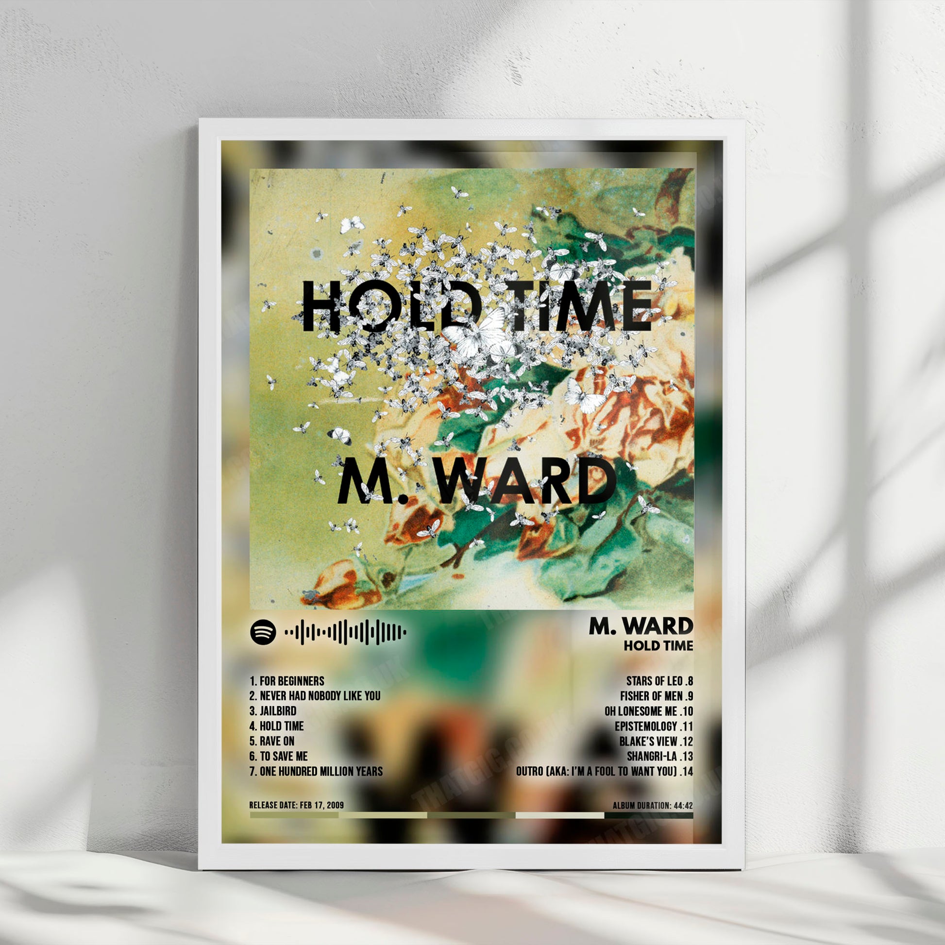 M. Ward "Hold Time" Album Cover Poster - with Complete Tracklist