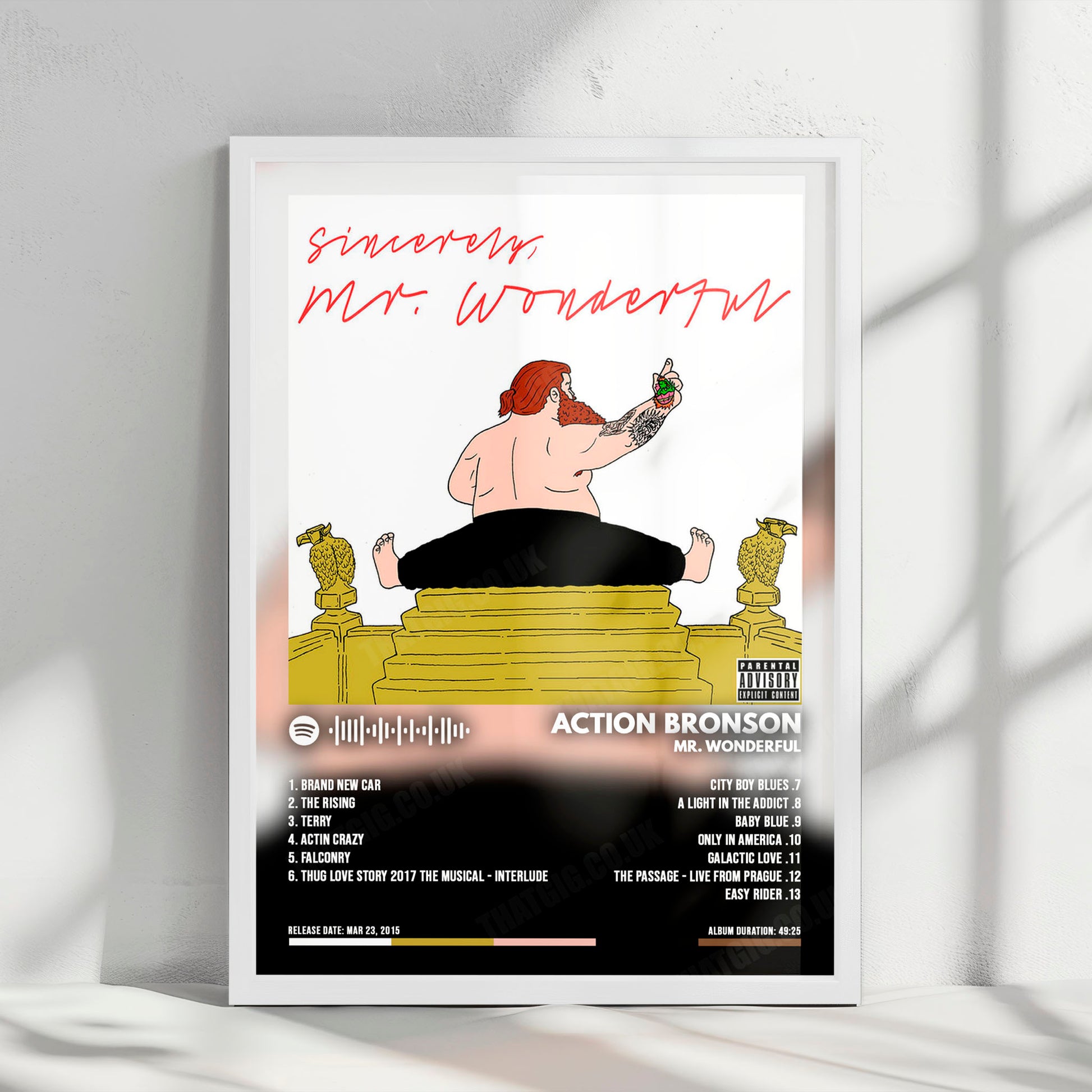 Action Bronson "Mr. Wonderful" Album Cover Poster - with Complete Tracklist