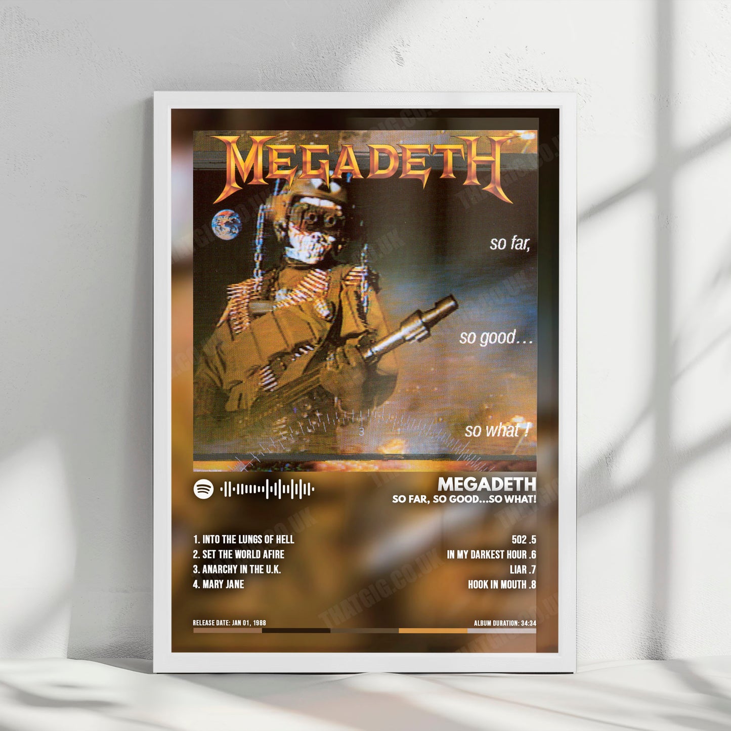 Megadeth "So Far, So Good...So What!" Album Cover Poster - with Complete Tracklist