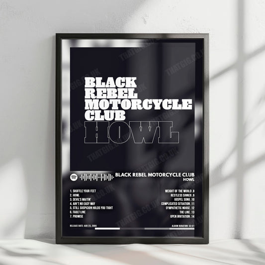 Black Rebel Motorcycle Club "Howl" Album Cover Poster - with Complete Tracklist