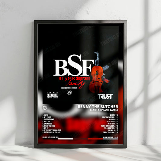 Benny The Butcher "Butcher Black Soprano Family" Album Cover Poster - with Complete Tracklist