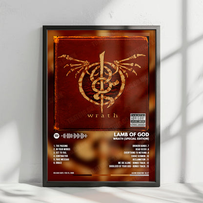 Lamb of God "Wrath " Album Cover Poster - with Complete Tracklist