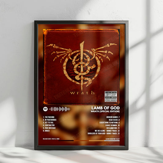 Lamb of God "Wrath " Album Cover Poster - with Complete Tracklist