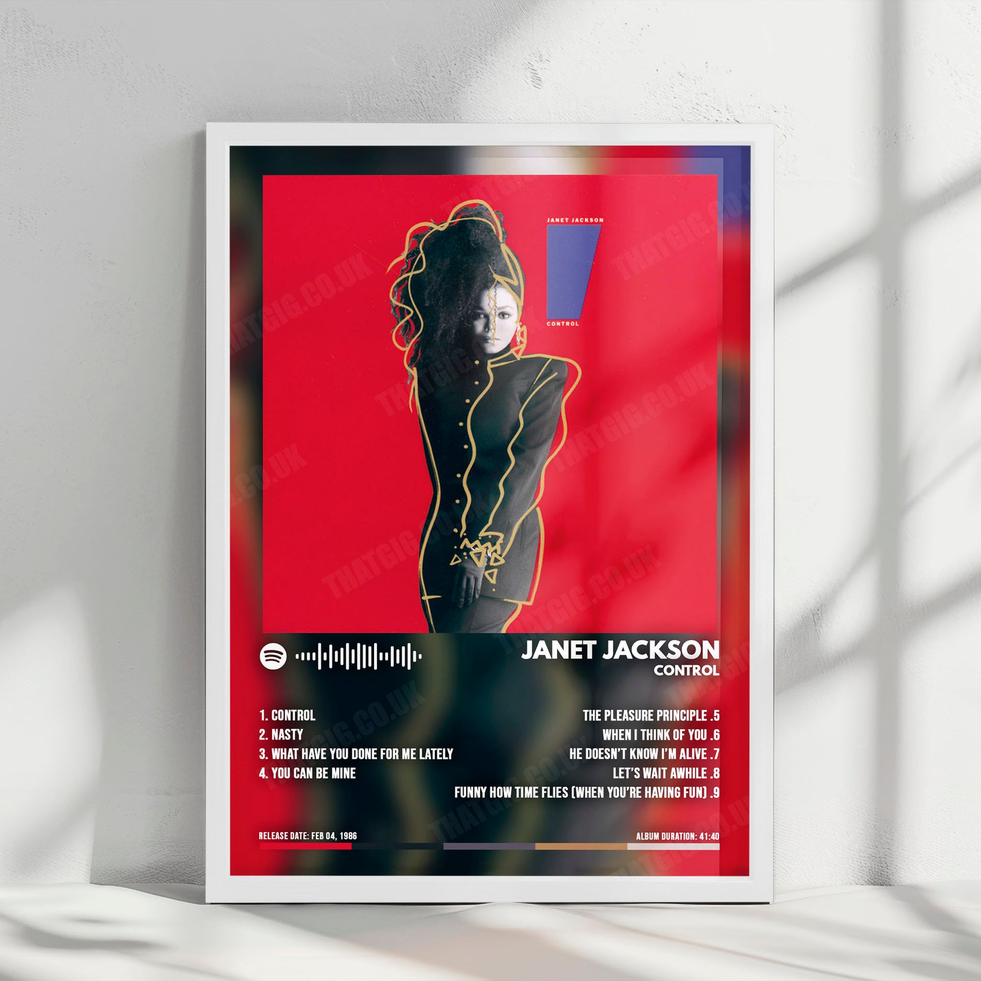 Janet Jackson "Control " Album Cover Poster - with Complete Tracklist