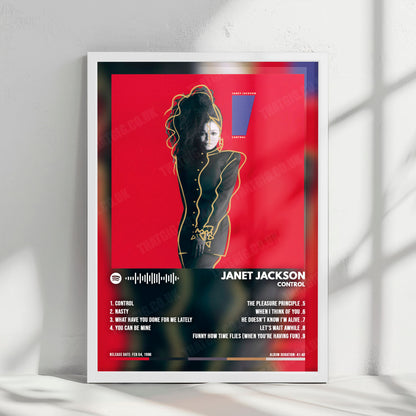 Janet Jackson "Control " Album Cover Poster - with Complete Tracklist