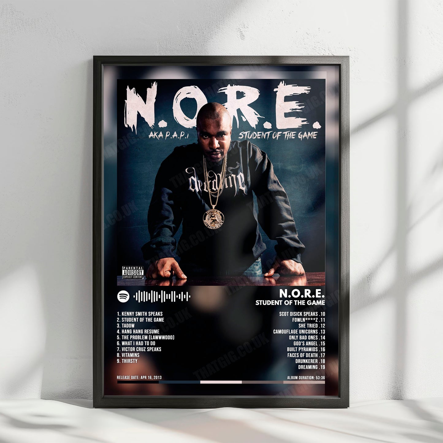 N.O.R.E. "Student of the Game" Album Cover Poster - with Complete Tracklist